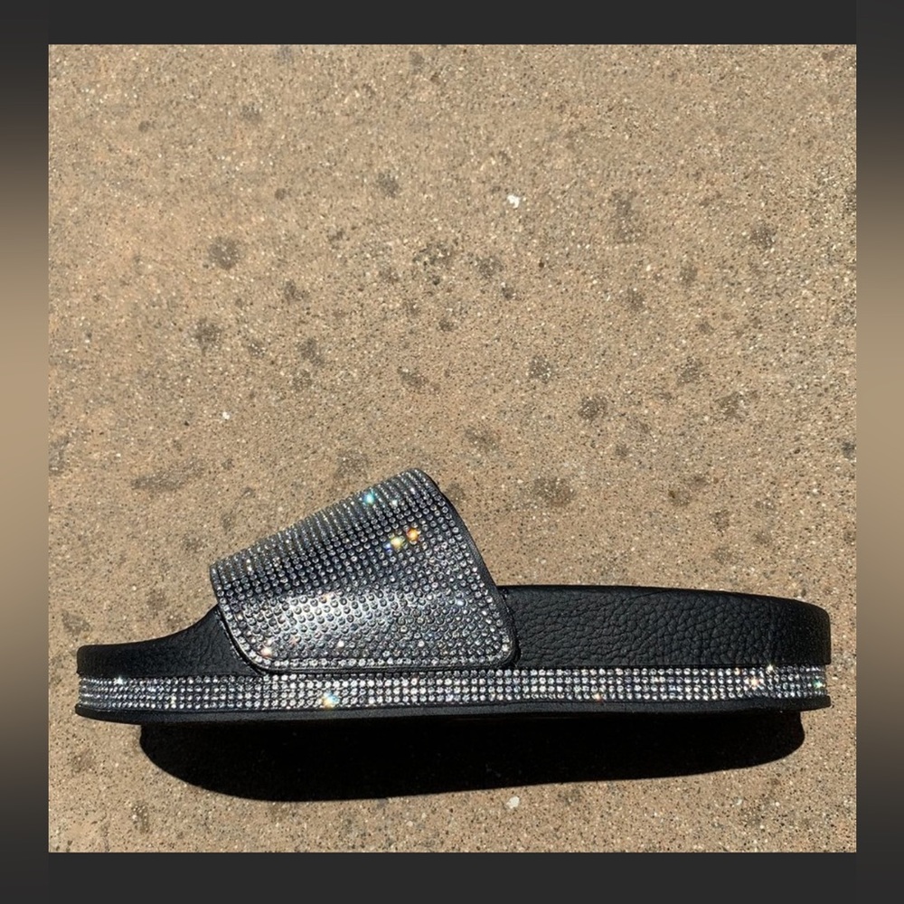 NEW Rhinestone Open Toe Flat Platform Slide Sandal. Size 6.5 - Picture 3 of 7